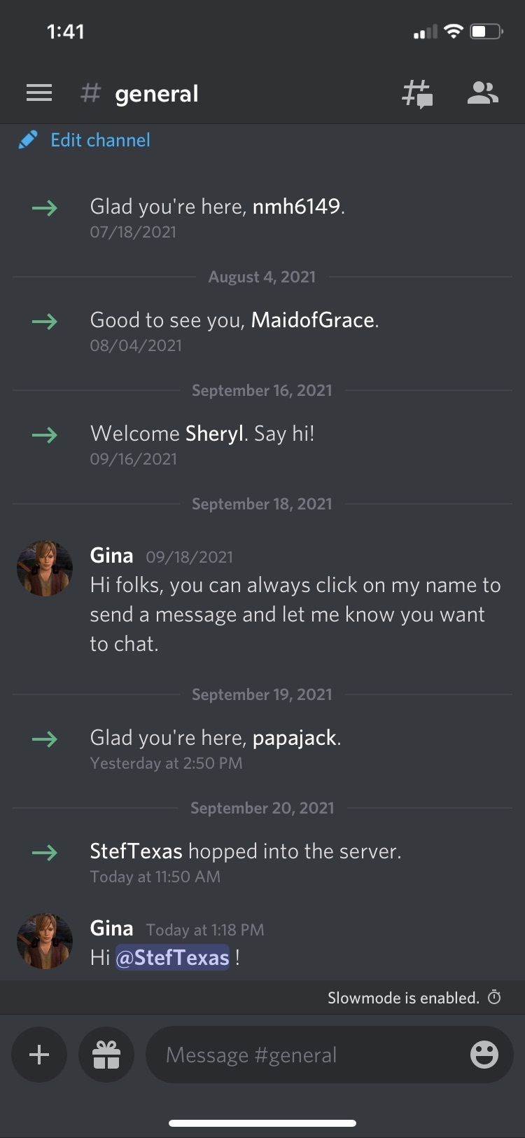 Discord chat screen