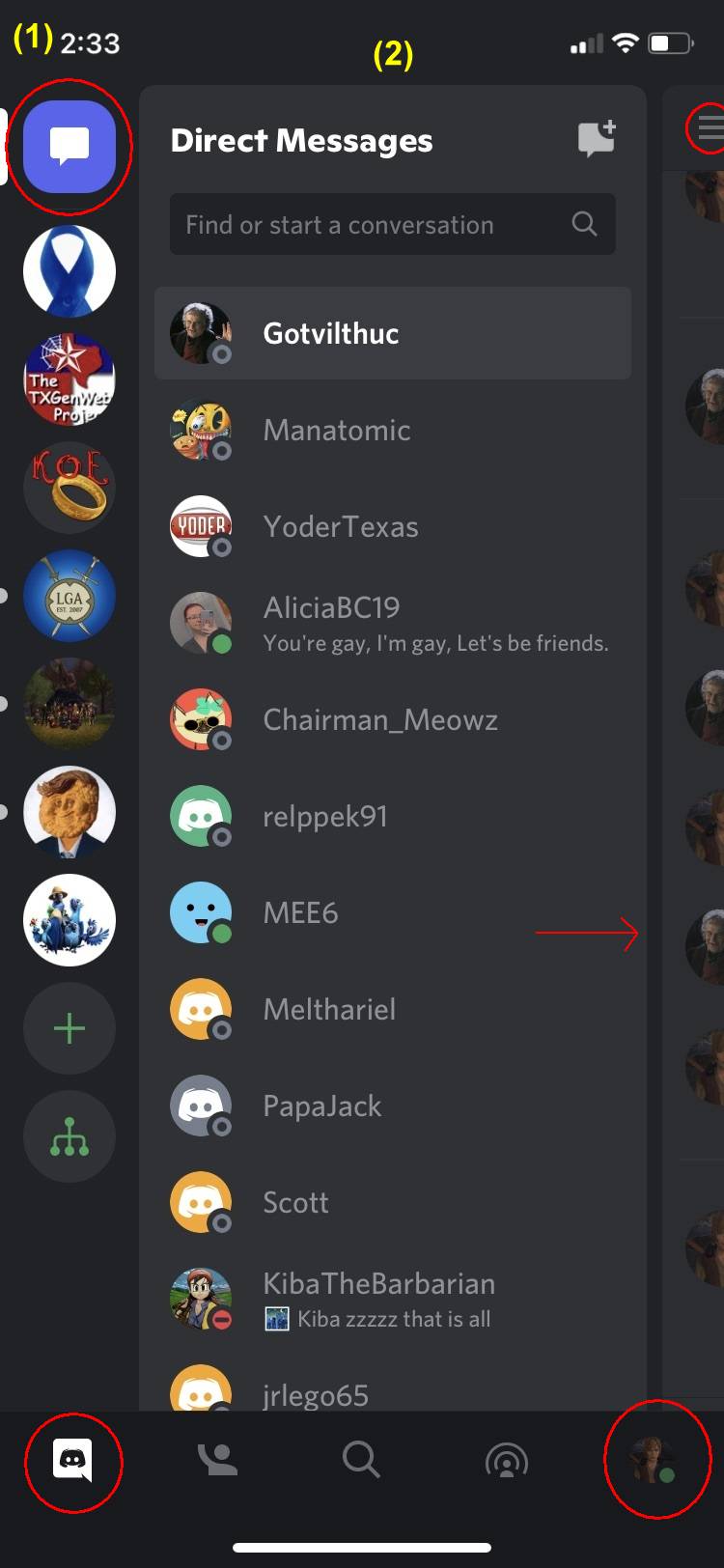 Discord friends screen