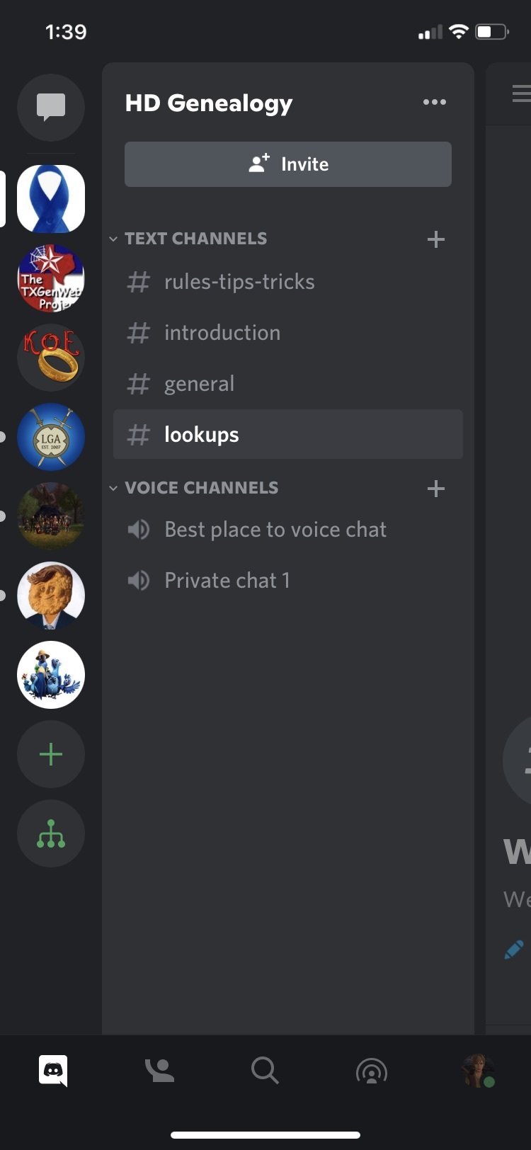 Discord server screen